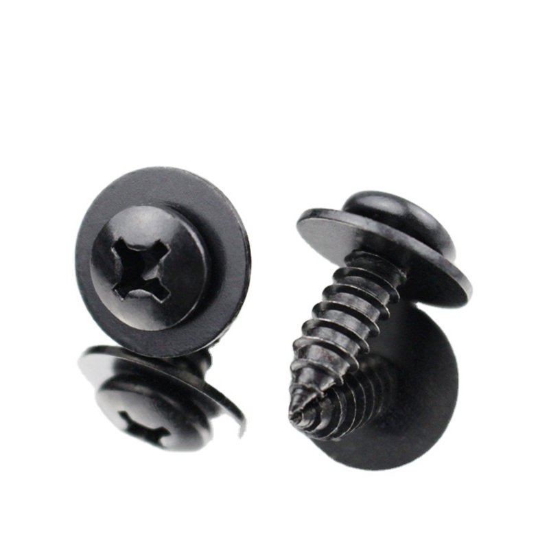 Hot Sales Carbon steel plated Black Zinc Pan Head Tapping Screw With Flat Washer